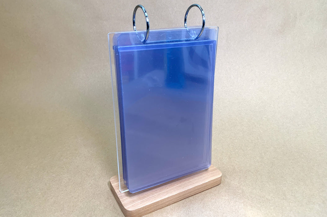 Small Multi Pocket Menu Display Stand With 4x5.9 Pockets | Wood + Acrylic