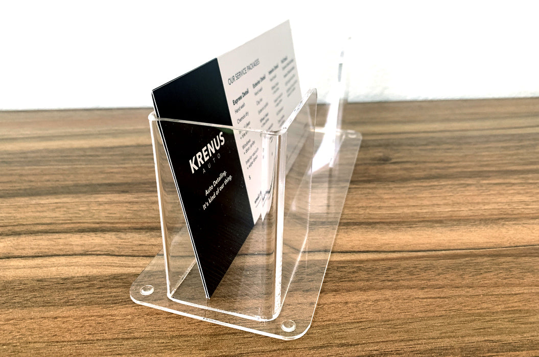 Clear Acrylic 4x9 Rack Card Stand | Clubcard Printing