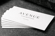 Letterpress business cards custom printed on 20pt white cotton stock with Avenue Collective debossed branding