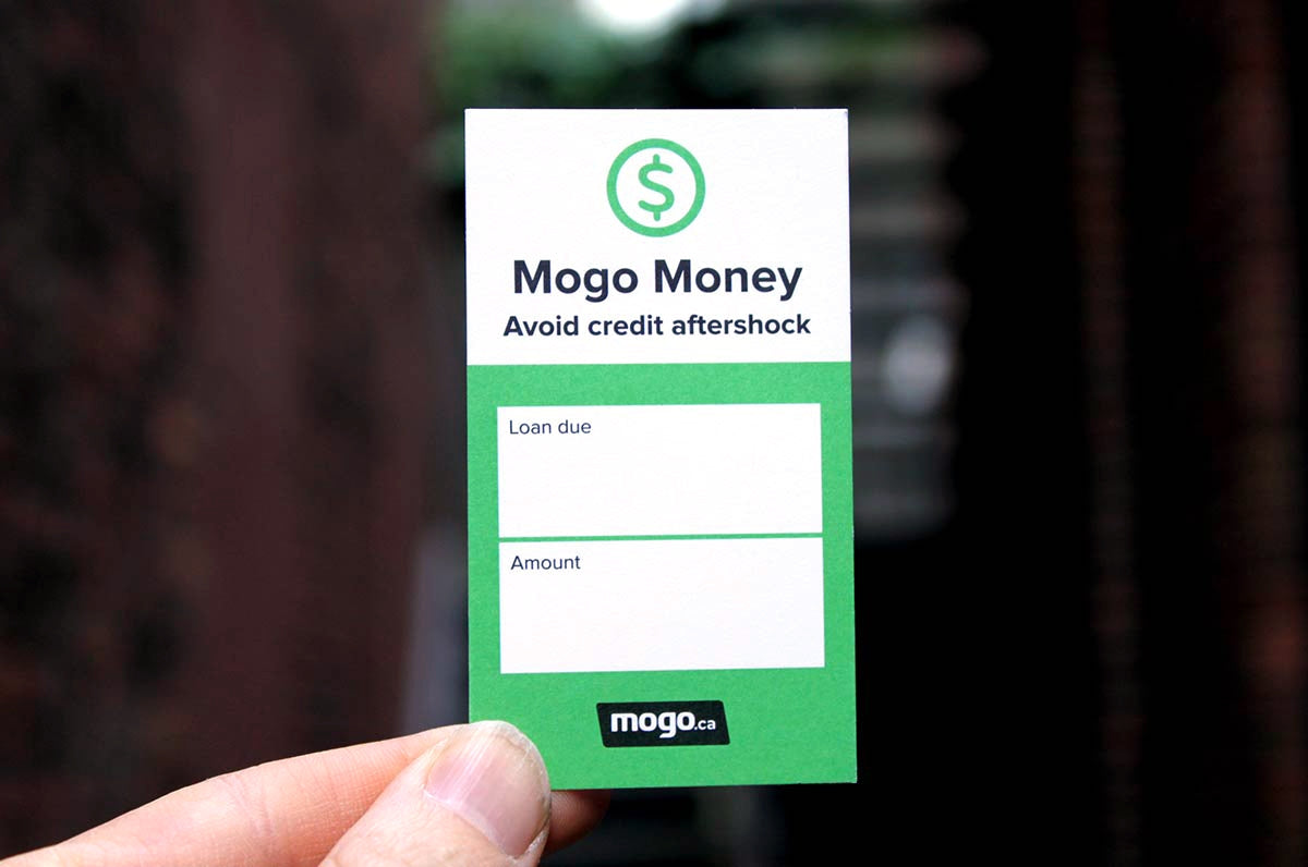 12pt Uncoated Business Cards for Mogo Money | Space to write loan due date and amount due | Clubcard Printing USA