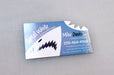 Custom shape die cut business card for Great White Signs & Printing on our Silk Laminated 16pt Stock | There is a great white shark in the bottom left corner, with the top right corner die cut to look like the shark bit it | Clubcard Printing USA