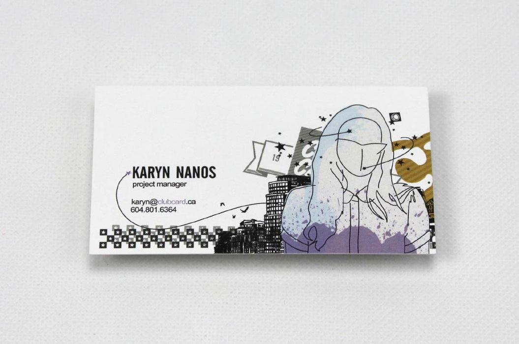18pt business cards with a coating on the front side.