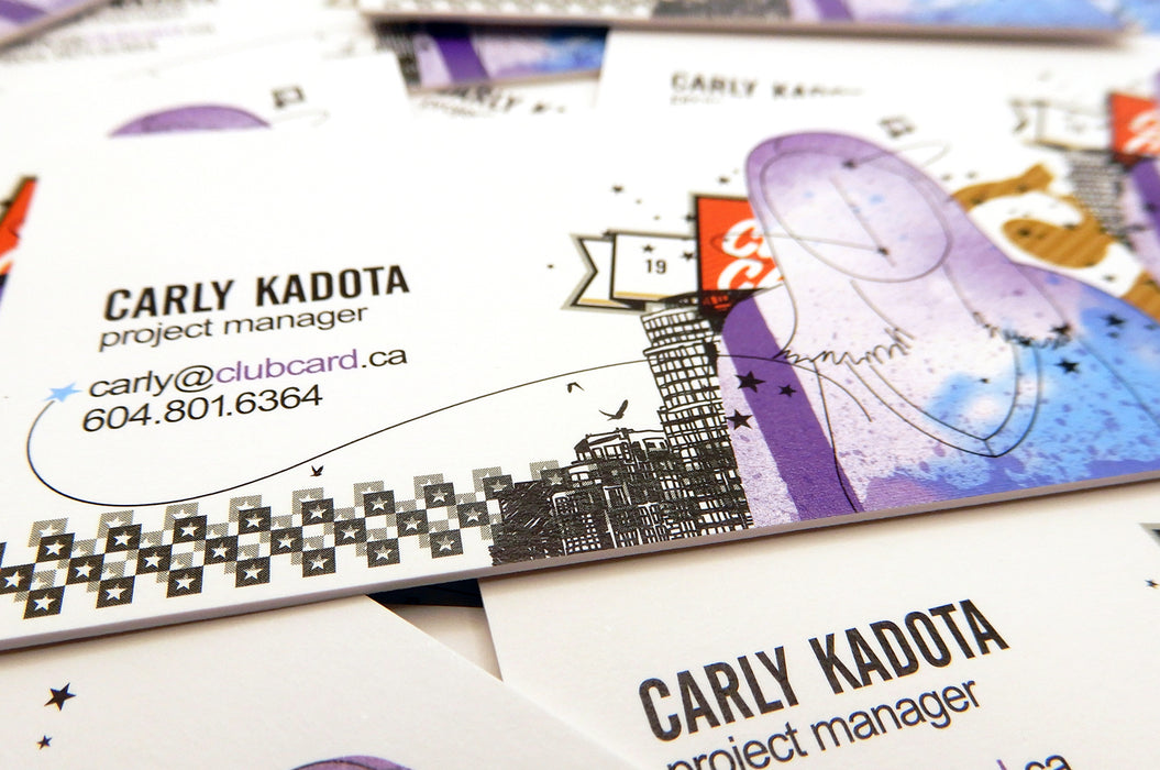 Custom business cards printed in full color on 38pt smooth uncoated card stock | Clubcard Printing USA