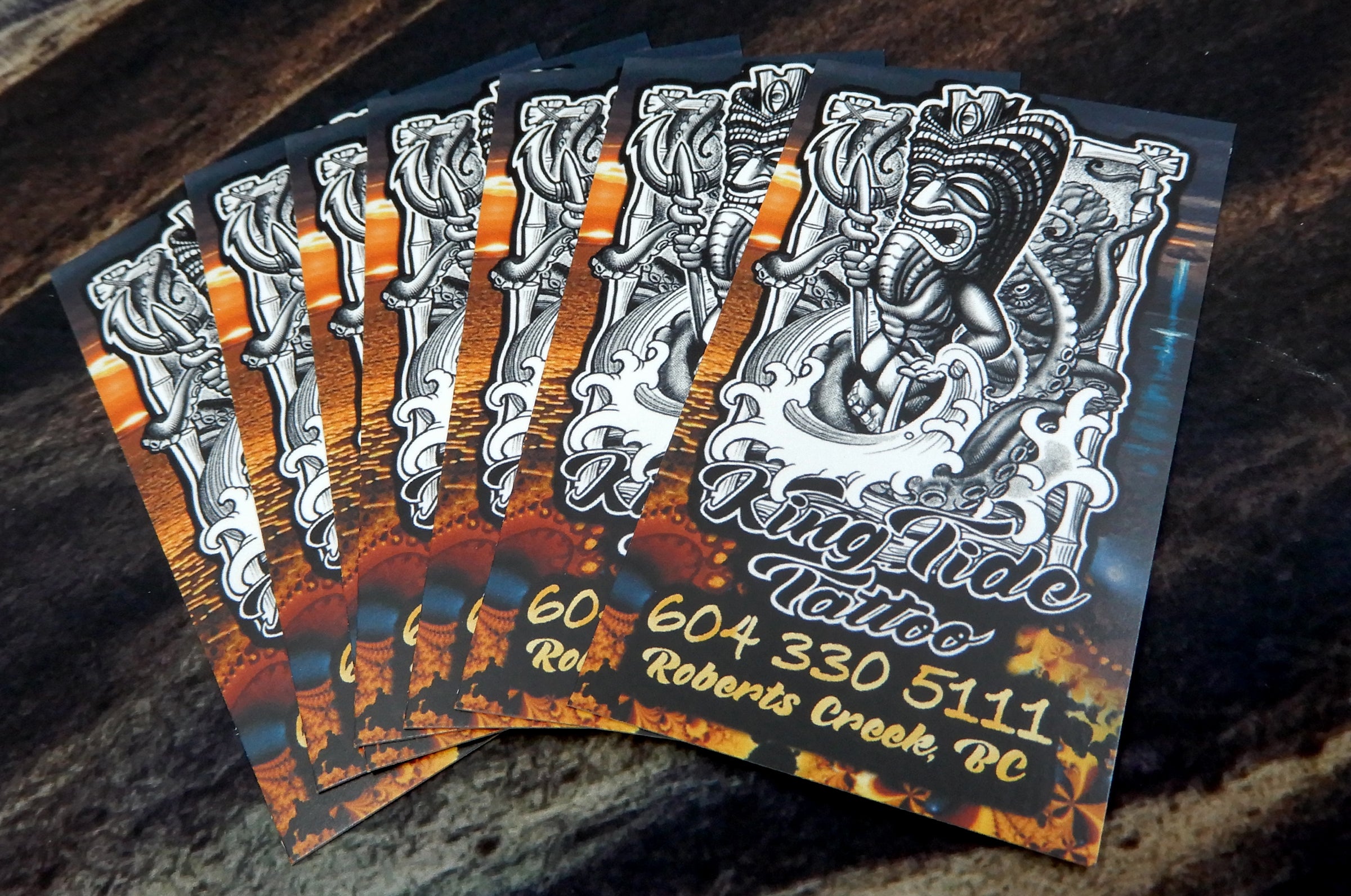 Coated 16pt Business cards for King Tide Tattoo | Clubcard Printing USA